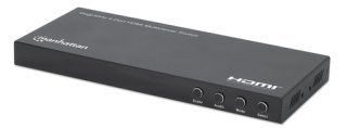 Manhattan HDMI 4K multiviewer/switch met 4 poorten, 4 ingangen naar 1 scherm, 4K@30 Hz, PiP en dual/quad-weergave, knop of afstandsbediening, audio 3,5 mm en Toslink, zwart, 3 jaar garantie