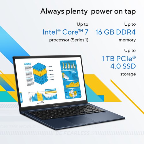 ASUS Vivobook 15 X1504VA-BQ4263W Intel Core 5 120U Laptop 39,6 cm (15.6") Full HD 16 GB DDR5-SDRAM 512 GB SSD Wi-Fi 6 (802.11ax) Windows 11 Home Blauw AZERTY Belgisch