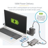 StarTech.com USB-C Triple Monitor Multiport Adapter, 5Gbps, Dual 4K 60Hz + 4K 30Hz HDMI & DisplayPort, 4-Port USB Hub, 100W PD Pass-Through, GbE, SD/MicroSD Kaartlezers