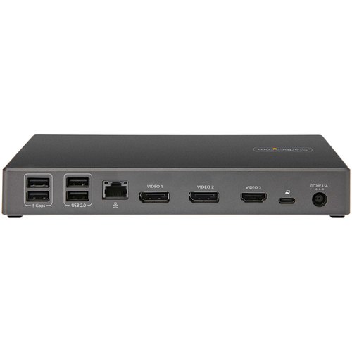 StarTech.com USB C Dock - Triple 4K Monitor USB Type-C Docking Station - 100W Power Delivery - DP 1.4 Alt Mode & DSC, 2x DisplayPort 1.4/HDMI 2.0 - 6xUSB (2x 10Gbps), SD - Windows/Chrome