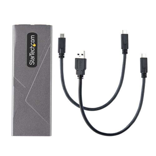 StarTech.com USB-C 10Gbps naar M.2 NVMe or M.2 SATA SSD Behuizing, Gereedschaploze Externe M.2 PCIe/SATA NGFF SSD Aluminum Case, USB Type-C&A Host Kabels, Ondersteunt 2230/2242/2260/2280