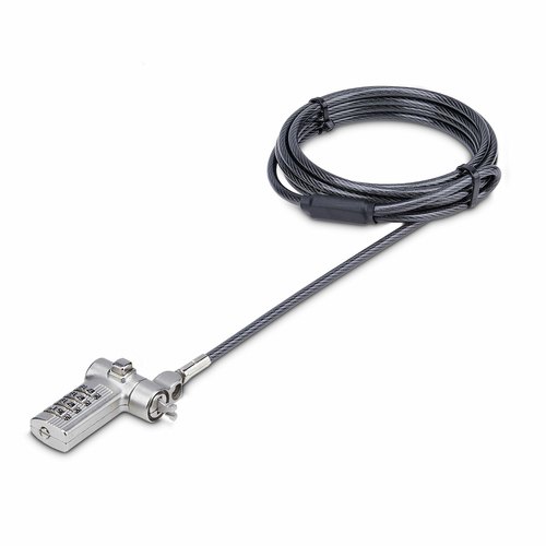 StarTech.com 2m Universeel Laptop Kabelslot, Security Kabel met Vooraf Ingesteld Combinatieslot, Compatibel met Noble Wedge&reg;/Nano/K-Slot, Cijferslot zonder Sleutel, TAA