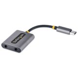 StarTech.com USB-C Headphone Splitter, USB Type C Dual Headset Adapter met Mic Input, USB C naar 3.5mm Audio Adapter/Earphone Dongle, USB C naar Audio Jack/Aux Output, 24-bit DAC