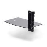 StarTech.com Hangende Wandplank voor Audio/Video Apparatuur, In Hoogte Verstelbaar Schap voor Onder TV, Hangend Wandmeubel, Organiseer uw A/V apparatuur op dit zwart gehard glazen schap
