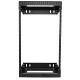 StarTech.com 2 Post 18U Heavy-Duty Wandmonteerbare Server Rack, 19" Open Frame Netwerk Rack met Verstelbare Diepte, Data Rack voor IT/AV/Patchpaneel/Computer Apparatuur, Incl Kooimoeren en Schroeven