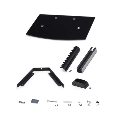 StarTech.com Hangende Wandplank voor Audio/Video Apparatuur, In Hoogte Verstelbaar Schap voor Onder TV, Hangend Wandmeubel, Organiseer uw A/V apparatuur op dit zwart gehard glazen schap