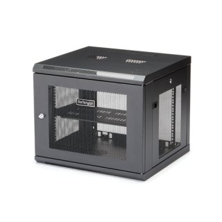 StarTech.com 4 Post 9U Wandmonteerbare Netwerkkast met 1U Schap, 19" Patchkast voor Data/AV/Electronica/Computer Apparatuur, Compacte Geventileerd Server Rack, Vergrendelbaar