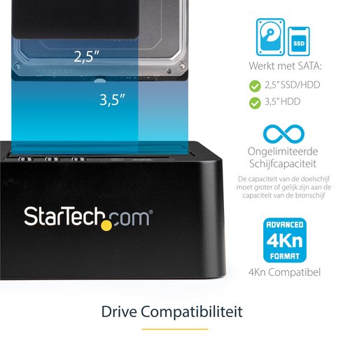 StarTech.com Standalone USB 3.1 Hard Drive Cloner, Dual Bay HDD/SSD Kloner/Copier, 10Gbps USB naar SATA III HDD/SSD Docking Station, Harde Schijf Duplicator Dock, Hard Disk Copy