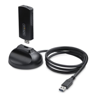 StarTech.com Wi-Fi 6E USB Adapter/Dongle, Voor Desktop/Laptop PC, Wireless NIC met Uitklapbare Antenne, WiFi Adapter Ondersteunt 802.11 b/g/n/ac/ax, 2.4/5/6 GHz Netwerk Compatibel