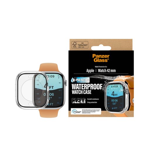 PanzerGlass ® Waterproof Full Body Case Transparent Apple Watch Series 11 | 10 | 42mm Doorzichtige schermbeschermer 1 stuk(s)