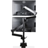 StarTech.com Dubbele Monitor Arm voor Bureaumontage, Full Motion Monitorbeugel voor 2x VESA-displays tot 32" (8kg), Verticale Stapelbare Armen, Hoogte verstelbaar/Articulerend - Bureauklem/Doorvoertule