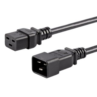 StarTech.com 3m Heavy Duty Stroom Verlengkabel, IEC 320 C19 naar IEC 320 C20 Voedingskabel, 15A 250V, 14AWG, Zwart, Stevige Stroomkabel, IEC 320 C19 naar IEC 320 C20 AC Verlengkabel, UL-Listed