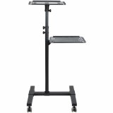 StarTech.com Beamertafel - Stevige Verrijdbare Laptop en Projectietafel (2x 10kg/schap) - Presentatiewagen/Computer Trolley/AV Projector Stand - In Hoogte Verstelbaar / Zwenkwielen met Rem