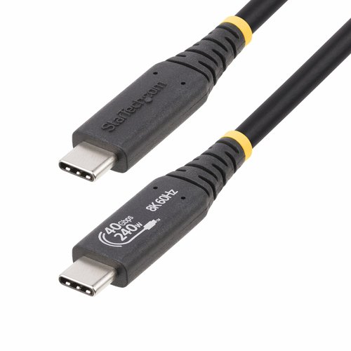 StarTech.com 50cm USB4 Kabel, USB-IF Gecertificeerde USB Type-C Kabel, 40Gbps, 240W Power Delivery PD 3.1 EPR, 8K 60Hz, USB-C Data/Laad Kabel, Compatibel met Thunderbolt/USB 3.2 Poorten
