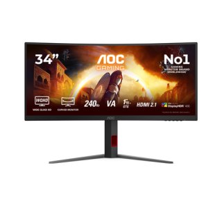 AOC G4 CU34G4Z computer monitor 86,4 cm (34") 3440 x 1440 Pixels Wide Quad HD LED Zwart, Rood