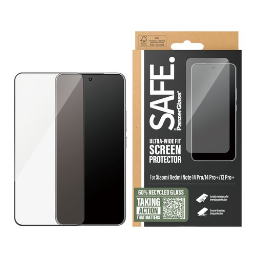 PanzerGlass SAFE. by ® Screen Protector Xiaomi Redmi Note 14 Pro | 14 Pro+ | 13 Pro+ | Ultra-Wide Fit Doorzichtige schermbeschermer 1 stuk(s)