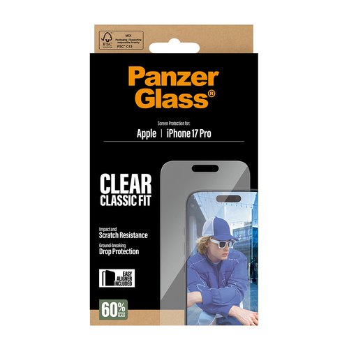 PanzerGlass ® Screen Protector iPhone 17 Pro | Classic Fit w. EasyAligner Doorzichtige schermbeschermer Apple 1 stuk(s)