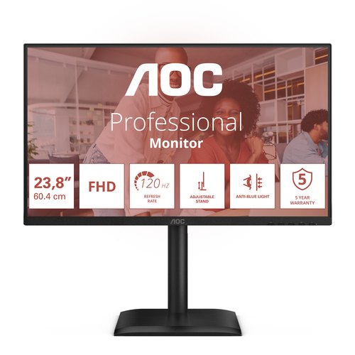 AOC 24E4U computer monitor 60,5 cm (23.8") 1920 x 1080 Pixels Full HD LED Zwart