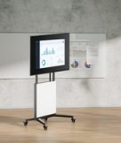 Manhattan Trolley voor tv’s en monitoren van 60–100 inch, gereedschapsloze hoogteverstelling van 1240 tot 1560 mm, VESA 200x200 tot 1000x600 mm, max. 80 kg, controleer de vier montagegaten aan de achterzijde van het scherm
