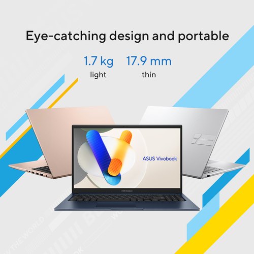 ASUS Vivobook 15 X1504VA-BQ4263W Intel Core 5 120U Laptop 39,6 cm (15.6") Full HD 16 GB DDR5-SDRAM 512 GB SSD Wi-Fi 6 (802.11ax) Windows 11 Home Blauw AZERTY Belgisch