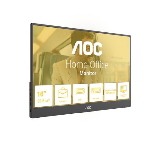AOC 16T20E2 Draagbare televisie en monitoor Draagbare monitor Zwart 39,6 cm (15.6") LED 1920 x 1080 Pixels