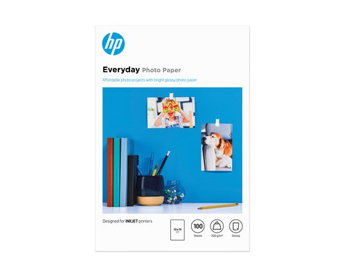 HP Everyday Photo-papier, glanzend, 200 g/m2, 10 x 15 cm (101 x 152 mm), 100 vellen