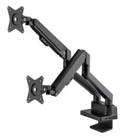 Manhattan Bureaubeugel voor 2 TV’s en monitoren (Volledig Verstelbaar met gasveer) ingebouwd dock, voor schermen tot 27", 7 poorten: Ethernet, 2x HDMI, 3x USB-A, USB-C, Power Delivery tot 100 W, VESA-compatibiliteit: 75x75 en 100x100 mm