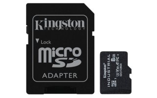 Kingston Technology 8GB microSDHC Industrial C10 A1 pSLC-kaart + SD-adapter