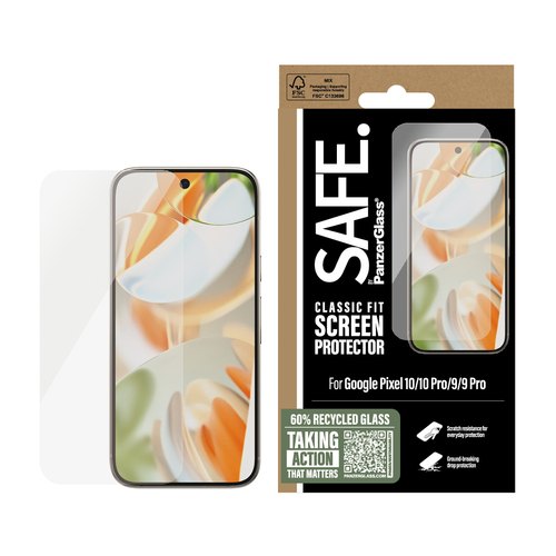 PanzerGlass SAFE. by ® Screen Protector Google Pixel 10 | 10 Pro | 9 | 9 Pro | Classic Fit Doorzichtige schermbeschermer 1 stuk(s)