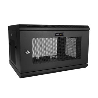 StarTech.com 2 Post 6U Wandmonteerbare Netwerkkast met 1U Schap, 19" Scharnierende Patchkast voor Data/AV/Electronica/Computer Apparatuur, Veelzijdig Geventileerd Server Rack, Vergrendelbaar
