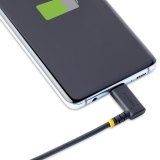 StarTech.com 1m USB A naar USB-C Oplaadkabel, Robuuste Fast Charge USB A naar USB-C Data Kabel, Haakse Type-C Kabel, Rugged Aramide Vezel, 3A, Zwart