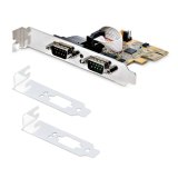 StarTech.com 2-Port PCI Express Seriële Interface Kaart, Dual Port PCIe naar RS232 (DB9) Seriële Kaart, 16C1050 UART, Low/Full Profile Beugels, COM Retentie, Voor Windows/Linux