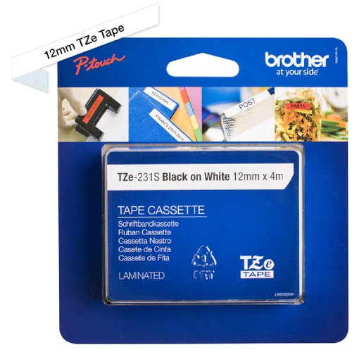 Brother TZE231S labelprinter-tape Zwart op wit TZe