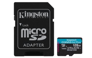 Kingston Technology 128GB microSDXC Canvas Go! Plus Gen4 200MB/s A2 U3 V30 kaart + adapter