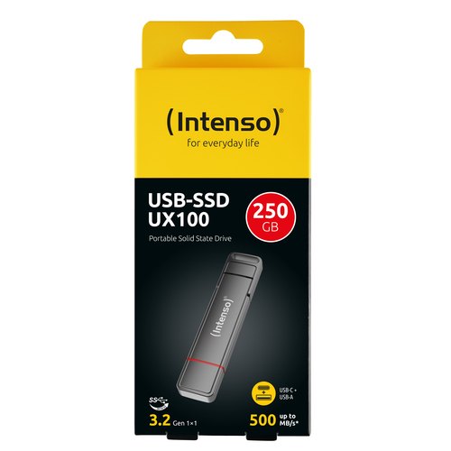 Intenso 3850440 externe solide-state drive 250 GB USB Type-A / USB Type-C 3.2 Gen 1 (3.1 Gen 1) Antraciet