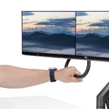 StarTech.com Dual Monitor Arm met Crossbar voor Bureau, Tot 27 inch Schermen, VESA 75x75/100x100, Max 15kg, C-klem, Volledig Scharnierend, Arm met Veermechanisme, TAA