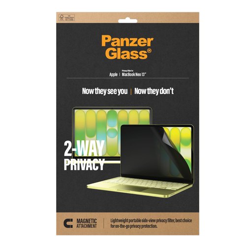 PanzerGlass ® Magnetic 2-Way Privacy Film Screen Protector Apple MacBook Neo 13'' M2 | M3 | M4 | M5 Doorzichtige schermbeschermer 1 stuk(s)
