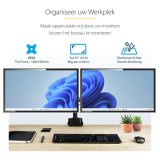 StarTech.com Dubbele Monitor Arm voor Bureaumontage, Full Motion Monitorbeugel voor 2x VESA-displays tot 32" (8kg), Verticale Stapelbare Armen, Hoogte verstelbaar/Articulerend - Bureauklem/Doorvoertule