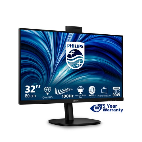 Philips 3000 series 32B2U3601H/00 computer monitor 80 cm (31.5") 2560 x 1440 Pixels Quad HD LCD Zwart