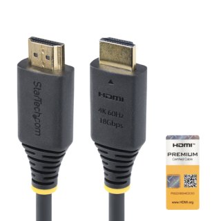 StarTech.com 50cm Premium Gecertificeerde High Speed HDMI Kabel, 4K 60Hz/1440p 144Hz, HDR10/HDCP 2.2/ARC, 18Gbps, UHD HDMI 2.0 Kabel voor TV/Monitor/Display, TPE Mantel