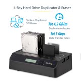 StarTech.com 4-Bay Hard Drive Cloner en Wisser, Standalone 1:3 HDD/SSD Kloner/Copier/Earser, USB 3.0/eSATA naar SATA Docking Station, Hard Disk Duplicator en Secure Erase Dock, Toolless/Top-Loading Ontwerp