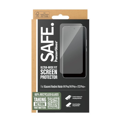PanzerGlass SAFE. by ® Screen Protector Xiaomi Redmi Note 14 Pro | 14 Pro+ | 13 Pro+ | Ultra-Wide Fit Doorzichtige schermbeschermer 1 stuk(s)