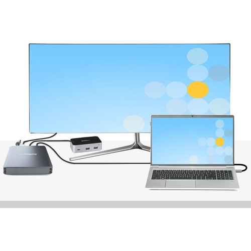 StarTech.com 4 Bay Thunderbolt 3 NVMe Behuizing voor M.2 NVMe SSD Drives, SSD M.2 Enclosure, 1x DisplayPort Video/ 2x TB3 Downstream Poorten, 40Gbps, 72W Power Supply, Externe Harde Schijf Behuizing