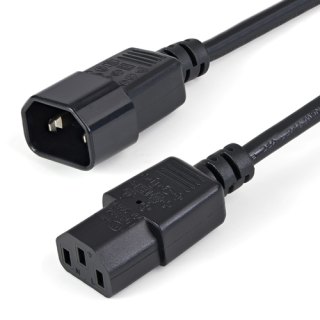 StarTech.com 1m Stroom Verlengkabel, C14 naar C13 Voedingskabel, 10A 125V, 18AWG, Computer Stroomkabel, IEC-320-C14 naar IEC-320-C13 AC Verlengkabel voor Netvoeding, UL-Listed