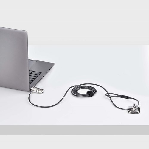 StarTech.com Dun Noble Wedge® Compatibel Laptop Kabelslot, 1,5m Laptop Beveiligingskabel, Anti-Diefstal Slot voor Laptop/Notebook, Snijbestendige Kabel, 4-Cijferslot