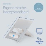 R-Go Tools Laptopstandaard R-Go Riser Flexible, verstelbare inklapbare laptopverhoger, ergonomisch, Hylite aluminium, zilver