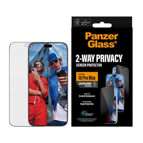 PanzerGlass ® 2-Way Privacy Screen Protector iPhone 18 Pro Max | Ultra-Wide Fit w. EasyAligner Doorzichtige schermbeschermer 1 stuk(s)