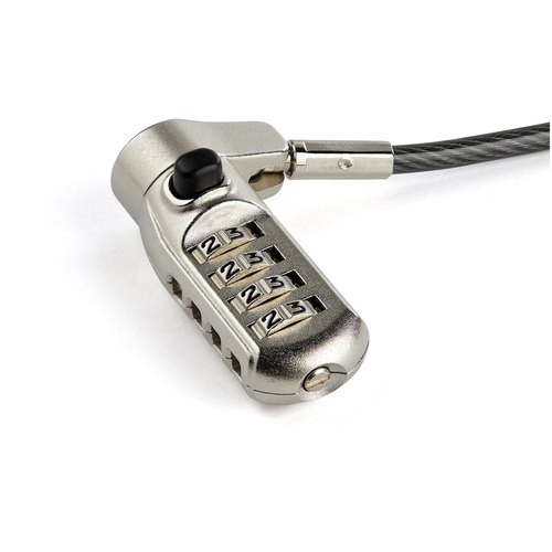StarTech.com 2m Universeel Laptop Kabelslot met 4-cijfer Combinatieslot - 3-in-1 Security Lock voor apparaten met K-Slot, Nano K-Slot of Noble Wedge Slot - Anti-Diefstal Stalen Kabel