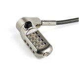 StarTech.com 2m Universeel Laptop Kabelslot met 4-cijfer Combinatieslot - 3-in-1 Security Lock voor apparaten met K-Slot, Nano K-Slot of Noble Wedge Slot - Anti-Diefstal Stalen Kabel