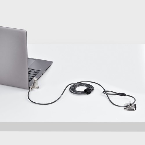 StarTech.com 2m Universeel Laptop Kabelslot, Anti-diefstal Kabelslot, Security Kabel voor Notebook Compatibel met Noble Wedge&reg;/Nano/K-Slot, Laptop Cijferslot/Combinatieslot, Snijbestendig, Stalen Beveiligingskabel voor Laptop